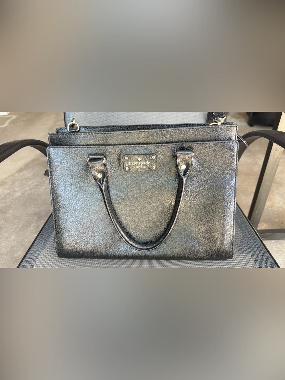 kate spade Black Pebbled Leather Double-Handle Satchel